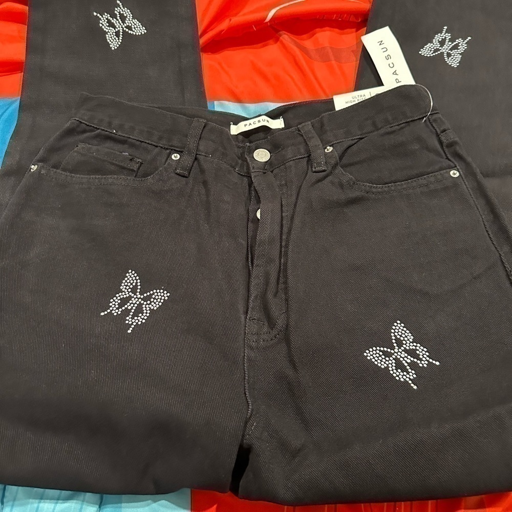PacSun Butterfly Ultra High Waisted Slim Fit Jeans Size 28 - Picture 8 of 16